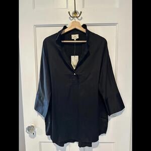 Tuckernuck Black Blouse with V-Neck
